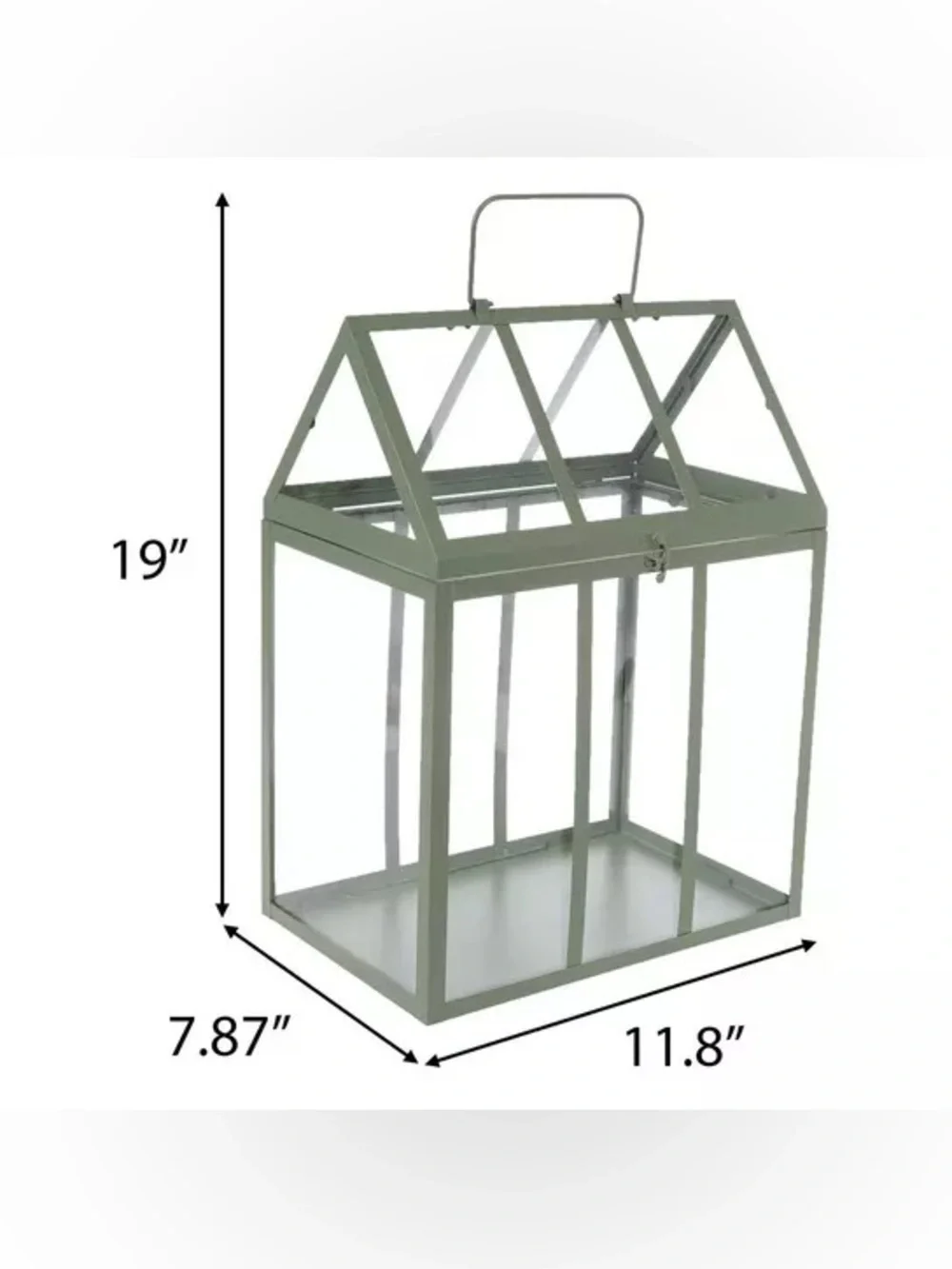 Sage Green Metal Greenhouse Terrarium Set